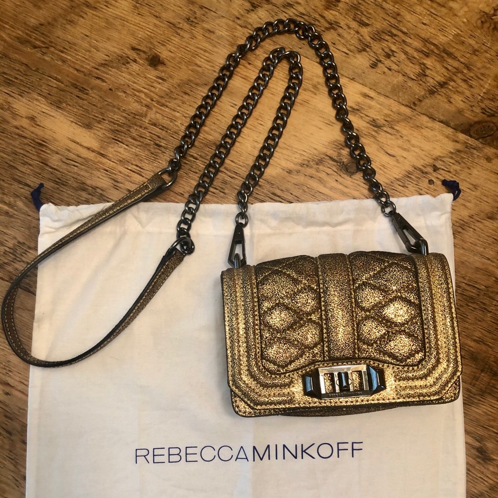 Rebecca Minkoff Mini Metallic Gold Love Crossbody